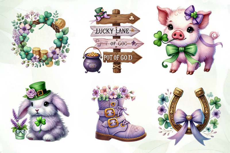 Pastel Purple St Patrick'S Clipart Bundle - CraftNest - Digital Crafting and Art