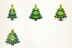 Smiling Christmas Tree Clipart Bundle - CraftNest - Digital Crafting and Art