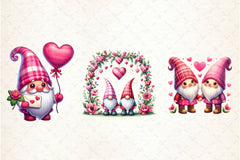 Pink Valentine Gnome In Love Clipart Bundle - CraftNest - Digital Crafting and Art