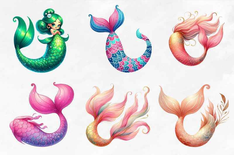 Mermaid Tail Clipart Bundle - CraftNest - Digital Crafting and Art