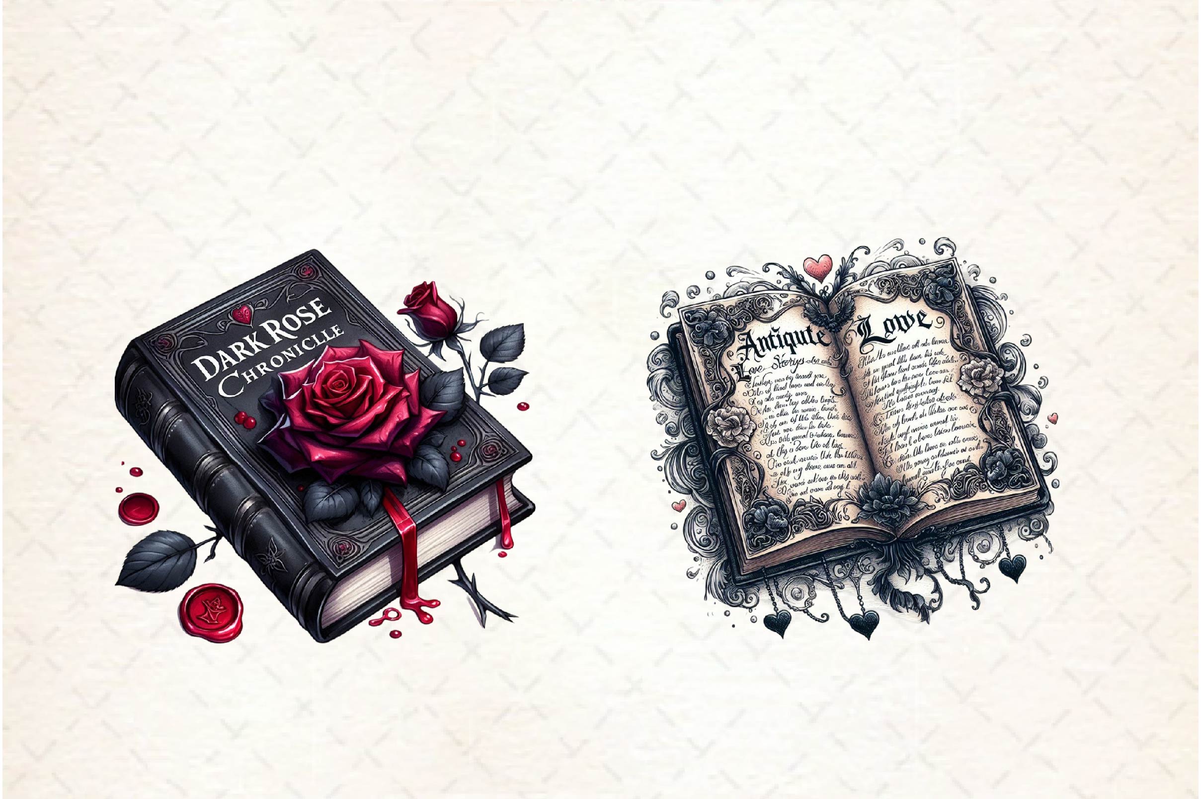 Gothic Valentines Day Books Clipart Bundle - CraftNest - Digital Crafting and Art