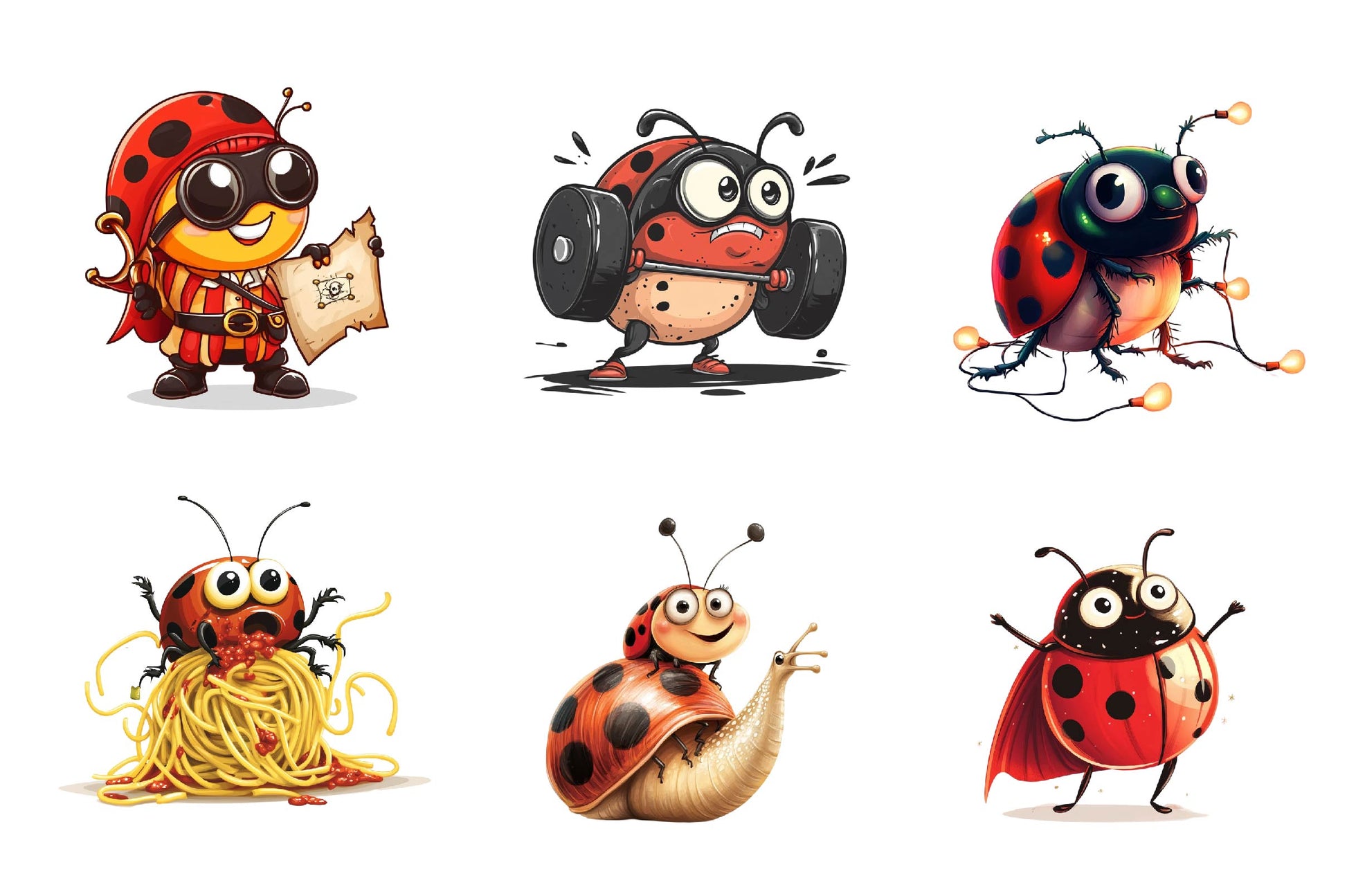 Quirky Funny Ladybug Clipart Bundle - CraftNest - Digital Crafting and Art