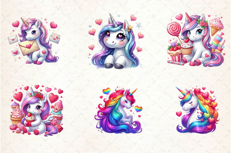 Cute Unicorns Valentine's Day Clipart Bundle - CraftNest - Digital Crafting and Art