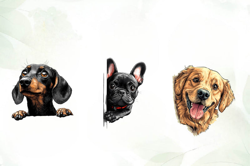 Peeking Around Corner Dog Clipart Bundle - CraftNest - Digital Crafting and Art