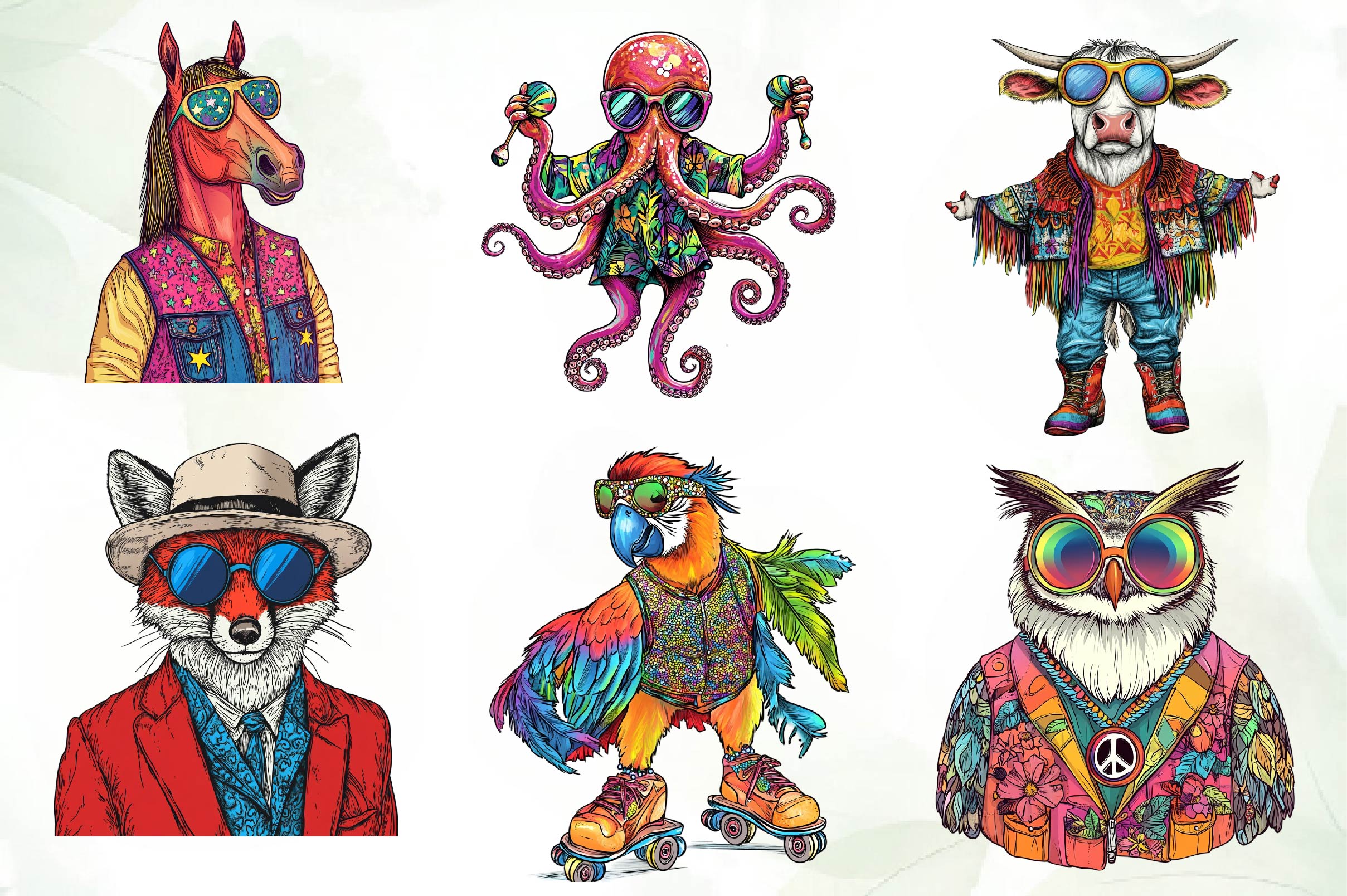 Funky Dressed Up Animals Clipart Bundle - CraftNest - Digital Crafting and Art