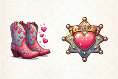 Retro Howdy Western Valentine's Day Clipart Bundle - CraftNest - Digital Crafting and Art
