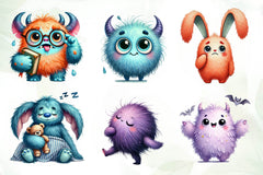 Cute Funny Monsters Clipart Bundle - CraftNest - Digital Crafting and Art
