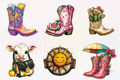 Summer Cowgirl Clipart Bundle 1 - CraftNest - Digital Crafting and Art