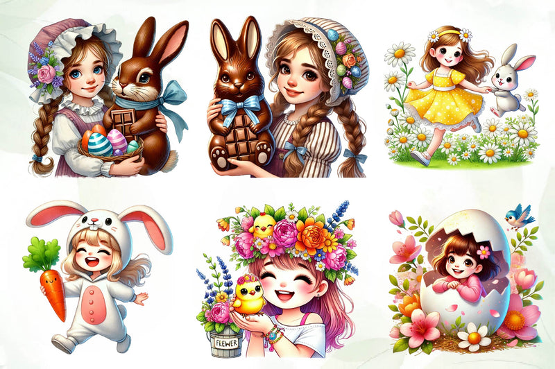 Easter Girls Clipart Bundle - CraftNest - Digital Crafting and Art