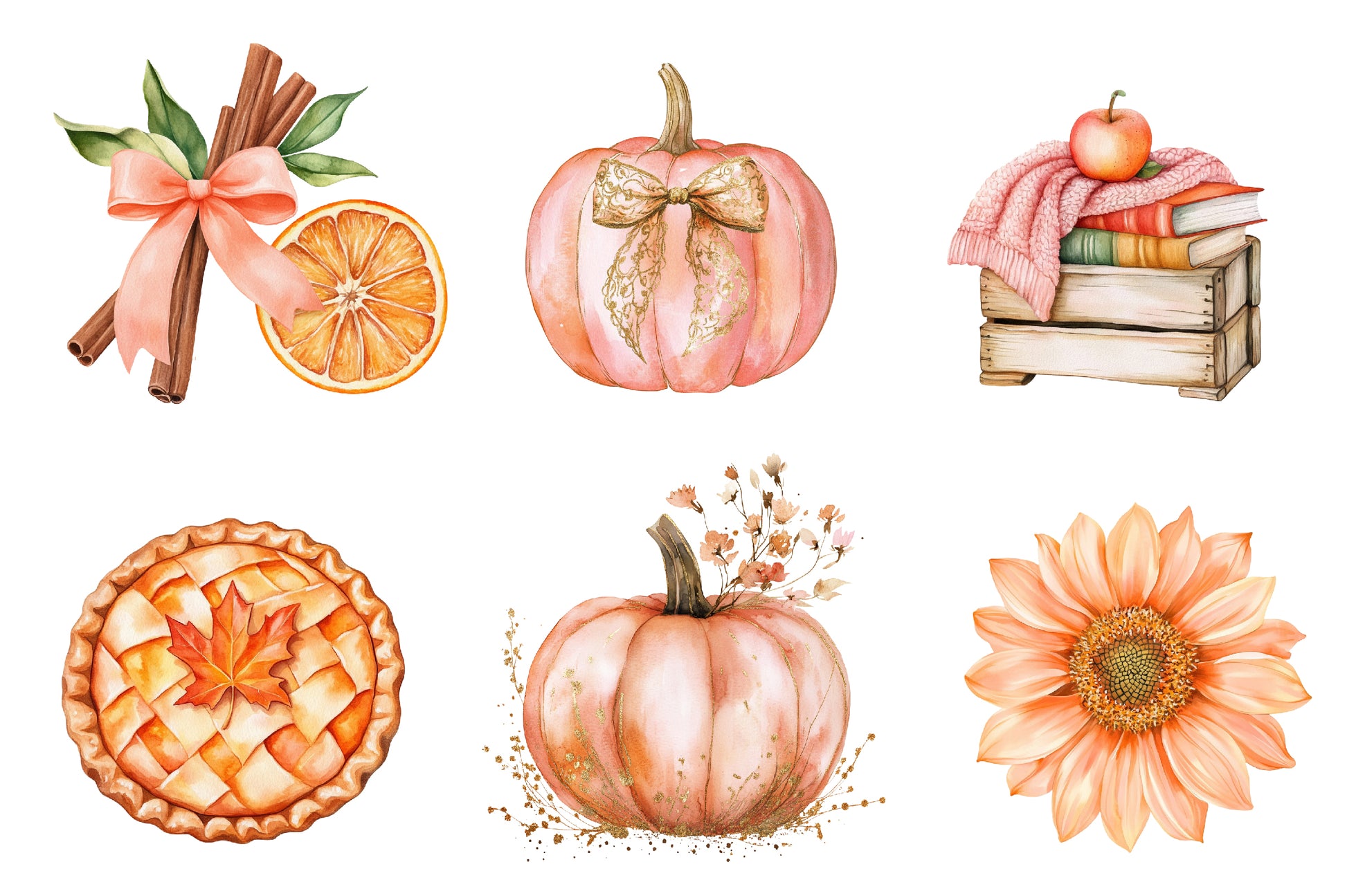Peach Colored Autumn Clipart Bundle 1 - CraftNest - Digital Crafting and Art