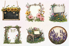 Summer Empty Sign & Wildflowers Clipart Bundle - CraftNest - Digital Crafting and Art