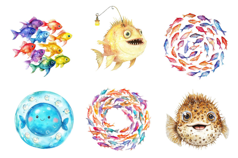 Cute Undersea Life Clipart Bundle - CraftNest - Digital Crafting and Art