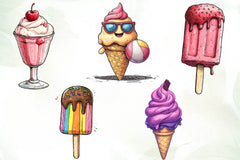 Summer Ice Cream Clipart Bundle 4 - CraftNest - Digital Crafting and Art