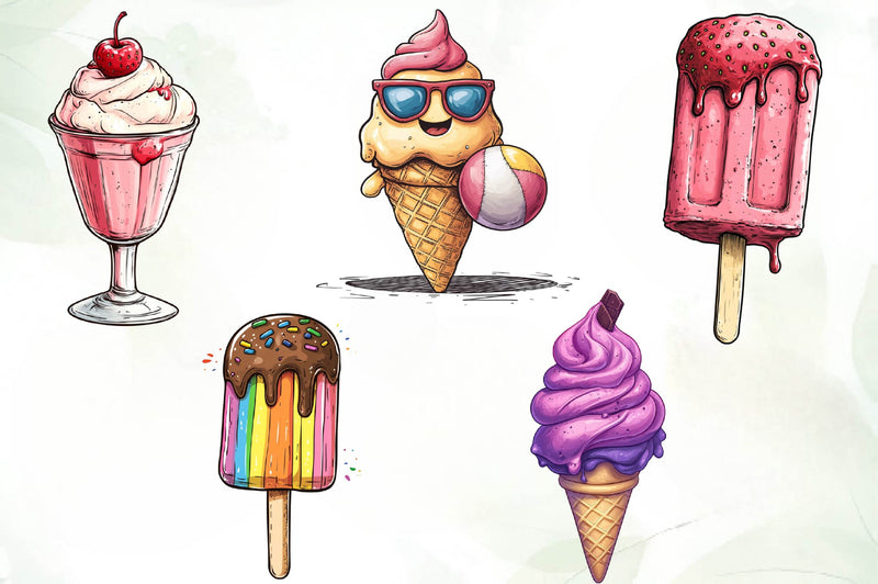 Summer Ice Cream Clipart Bundle 4 - CraftNest - Digital Crafting and Art