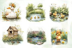 Springtime Duck Pond Clipart Bundle - CraftNest - Digital Crafting and Art