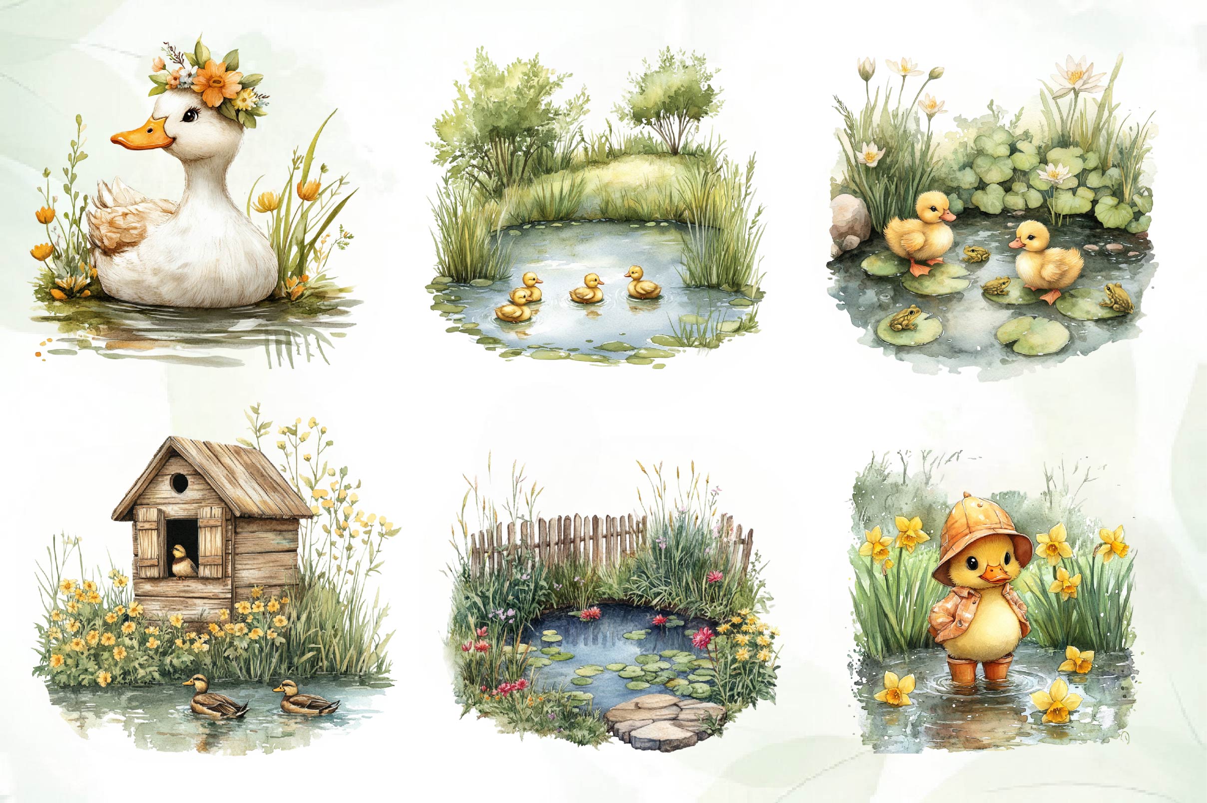 Springtime Duck Pond Clipart Bundle - CraftNest - Digital Crafting and Art