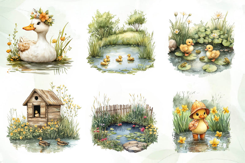 Springtime Duck Pond Clipart Bundle - CraftNest - Digital Crafting and Art