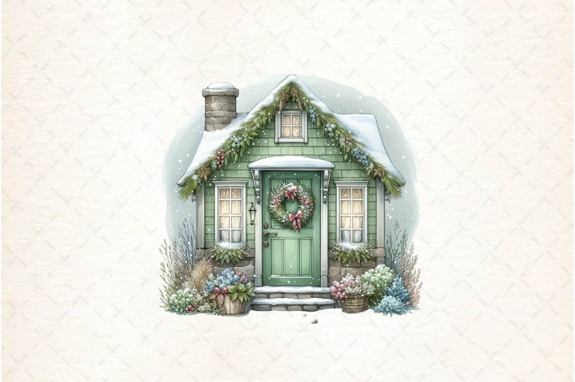 Sage Green Winter Cottage Clipart Bundle - CraftNest - Digital Crafting and Art
