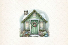Sage Green Winter Cottage Clipart Bundle - CraftNest - Digital Crafting and Art