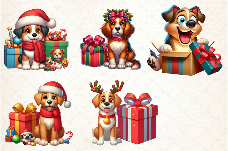 Christmas Dog Gift Box Clipart Bundle - CraftNest - Digital Crafting and Art