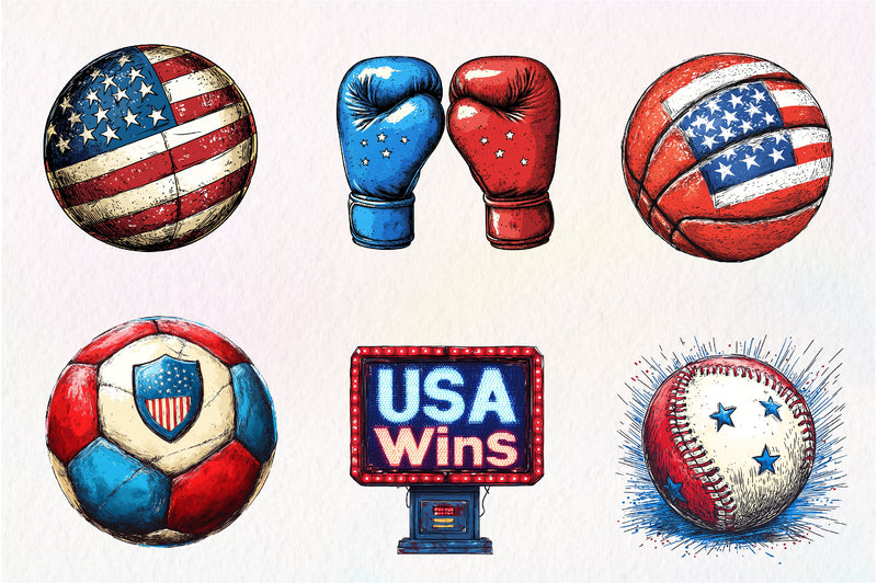 Patriotic Sports Elements Clipart Bundle - CraftNest - Digital Crafting and Art