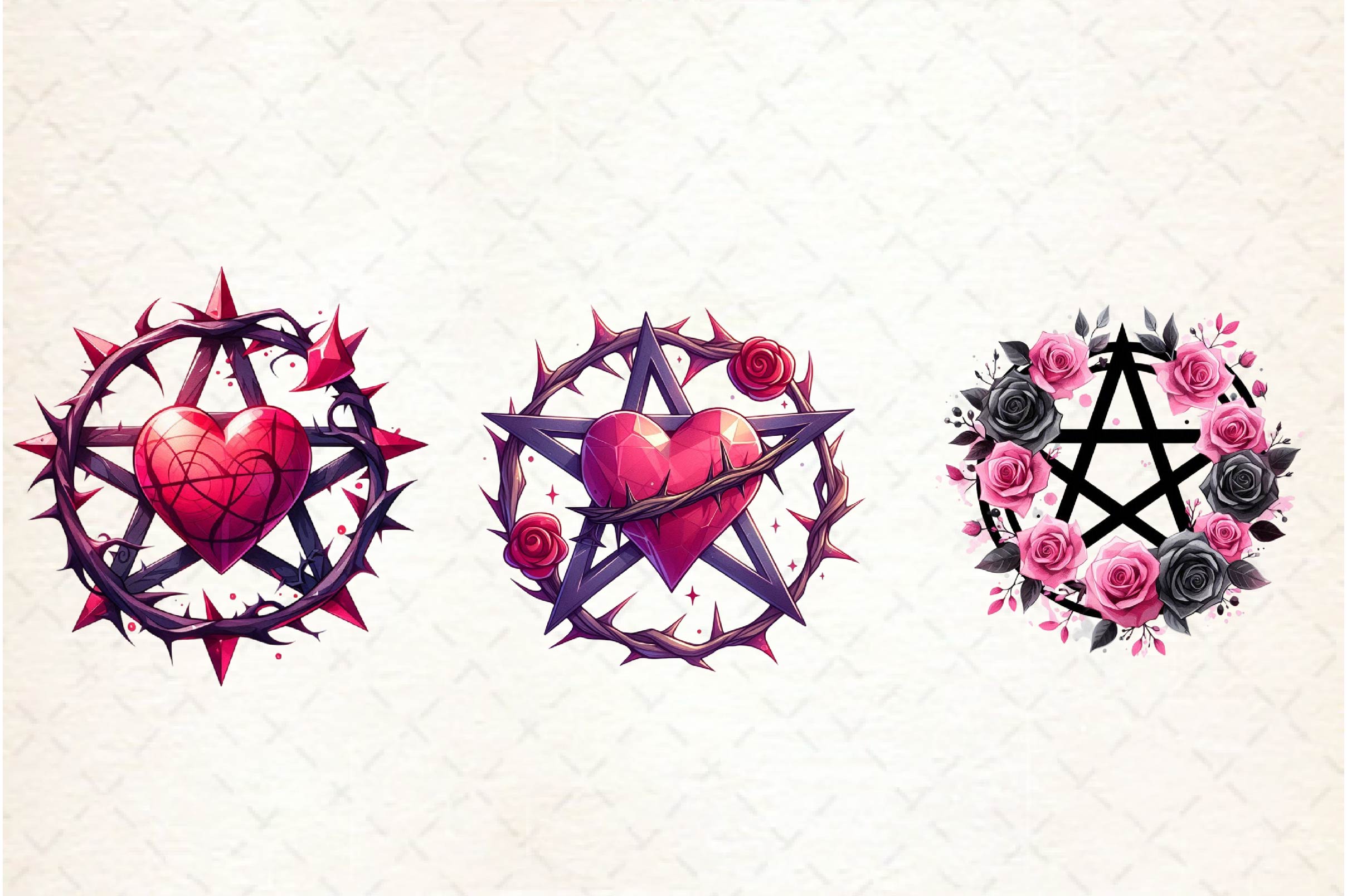 Valentine Gothic Pentacles Clipart Bundle - CraftNest - Digital Crafting and Art