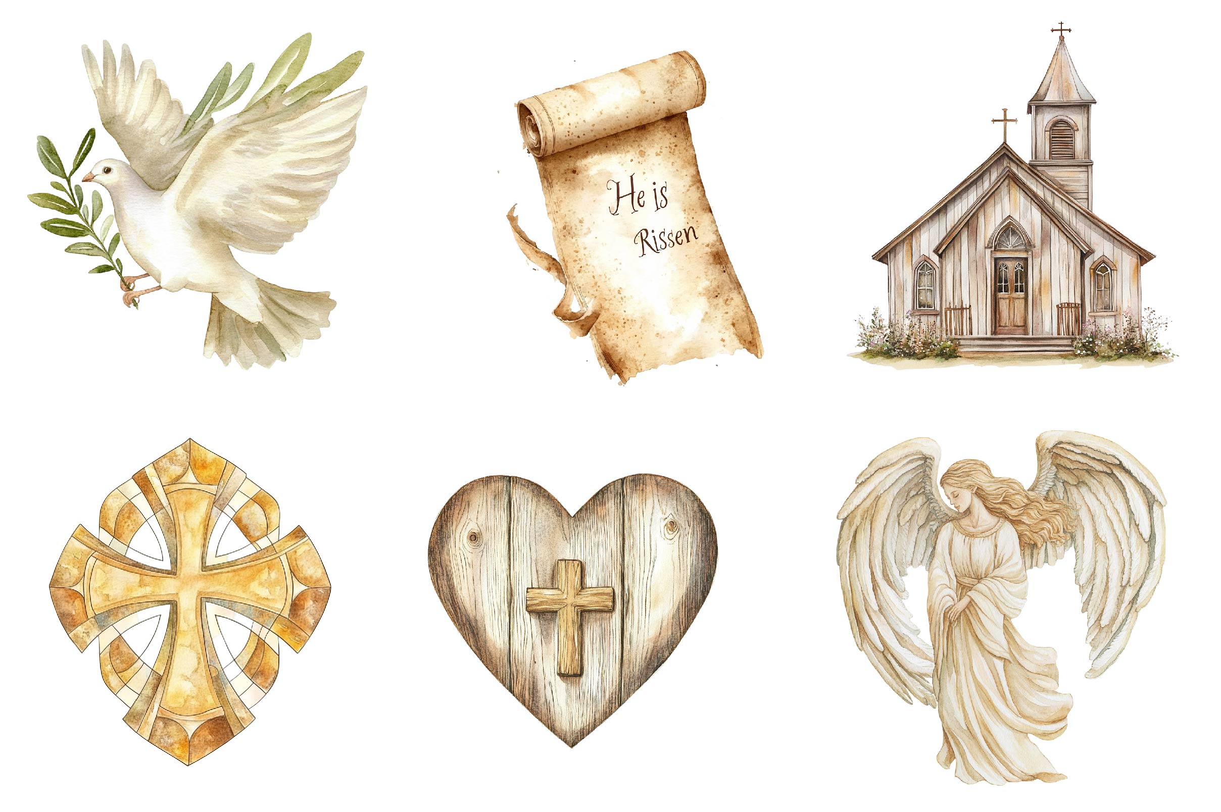 Beige Christian Easter Clipart Bundle - CraftNest - Digital Crafting and Art