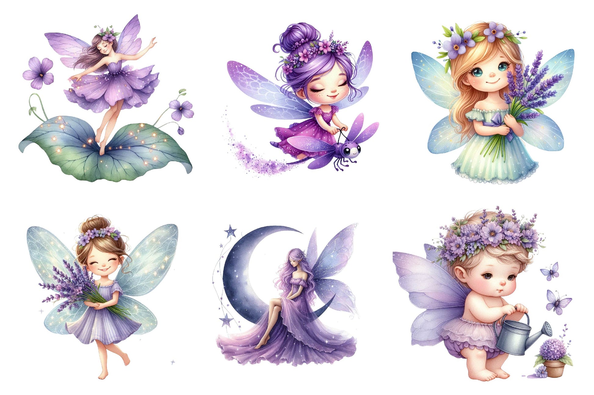 Garden Purple Fairies Clipart Bundle - CraftNest - Digital Crafting and Art