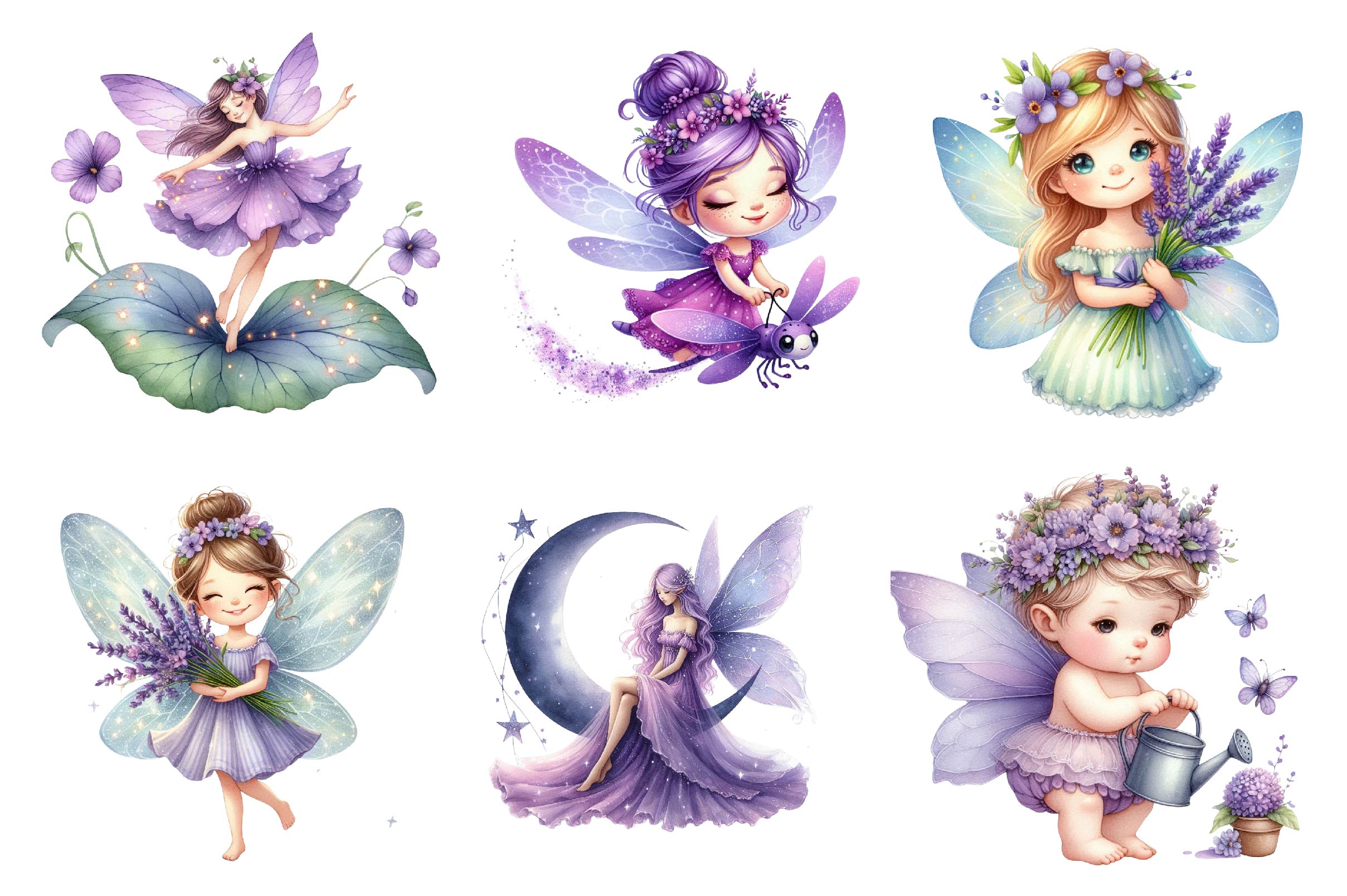 Garden Purple Fairies Clipart Bundle - CraftNest - Digital Crafting and Art