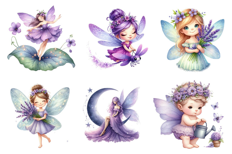 Garden Purple Fairies Clipart Bundle - CraftNest - Digital Crafting and Art