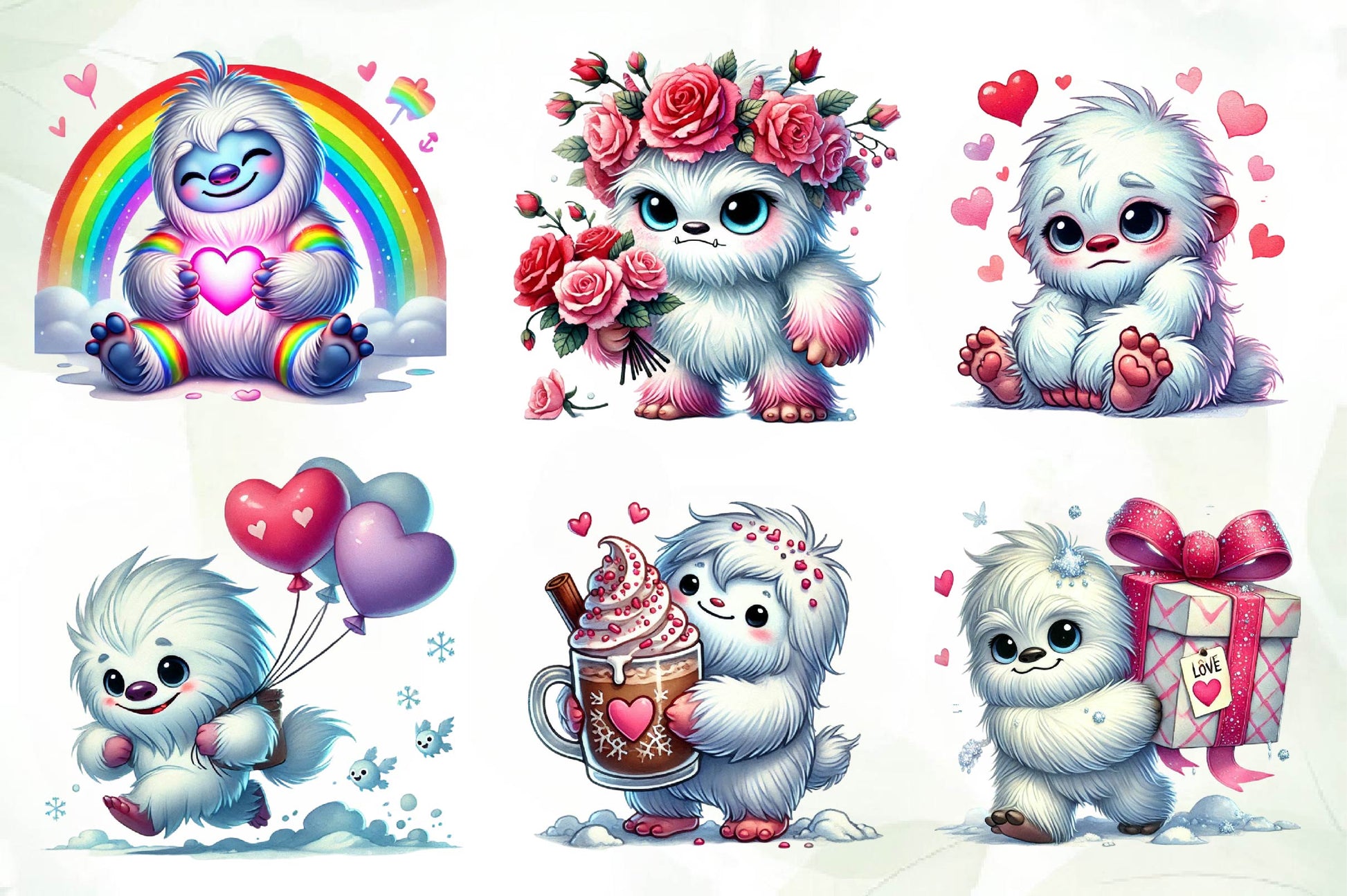 Valentine Cute Yeti Clipart Bundle - CraftNest - Digital Crafting and Art