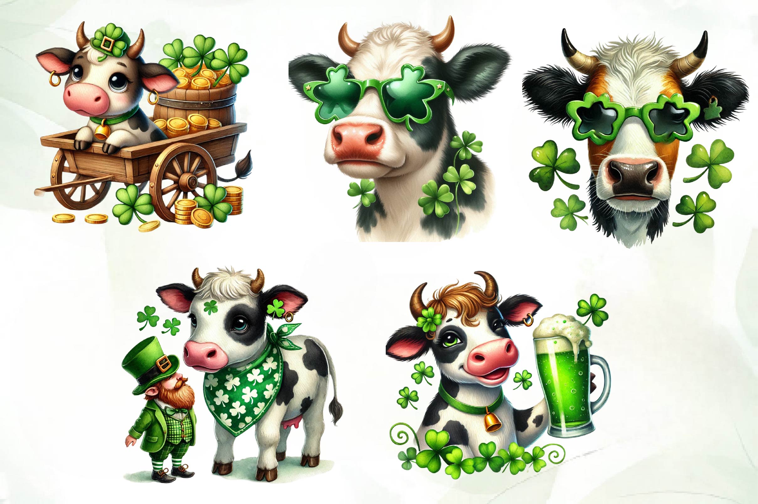 St Patrick S Cow Clipart Bundle - CraftNest - Digital Crafting and Art