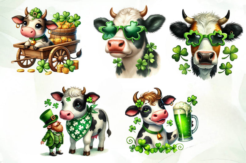 St Patrick S Cow Clipart Bundle - CraftNest - Digital Crafting and Art
