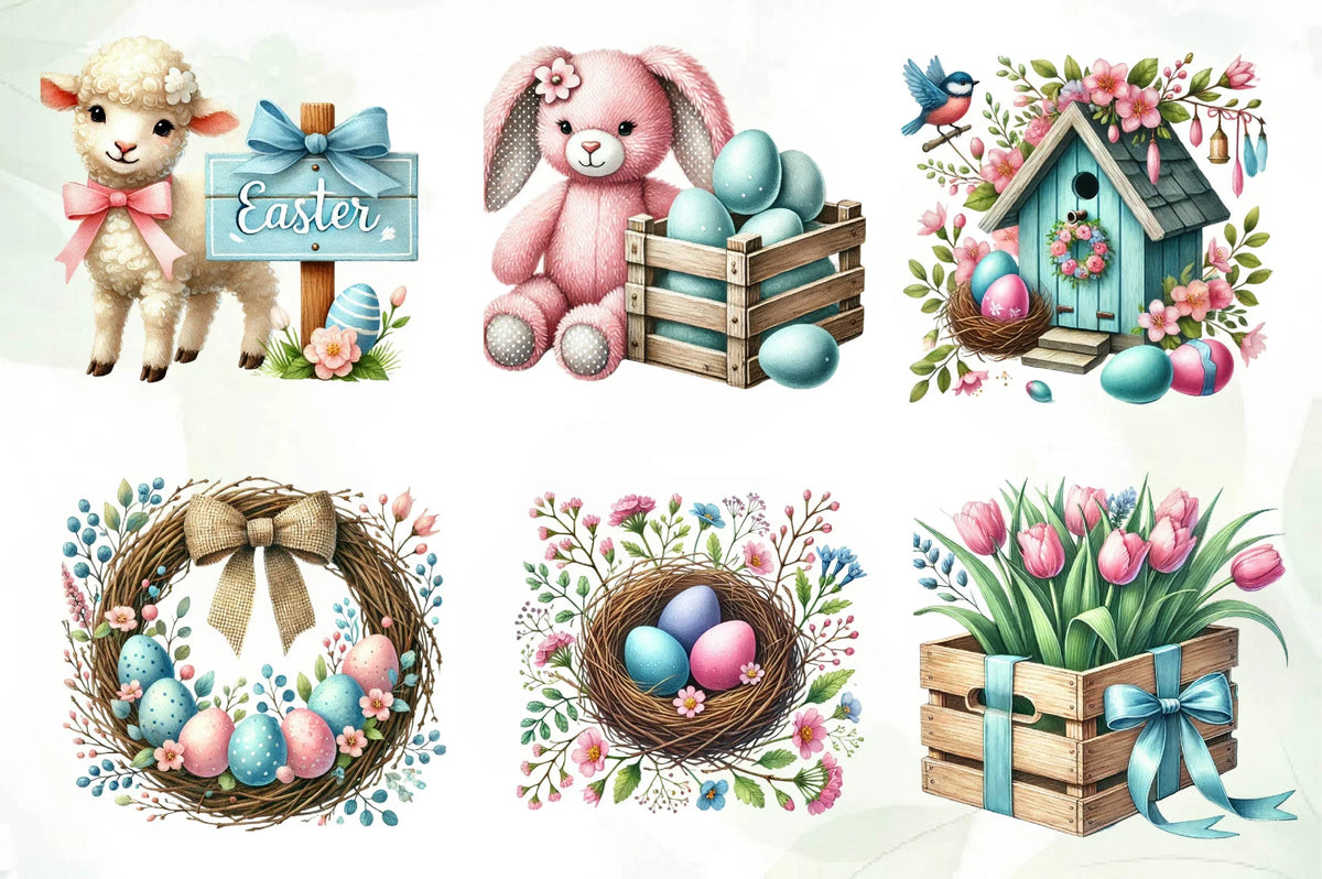 Easter Rustic Printables Rustic Easter Day Clipart Bundle