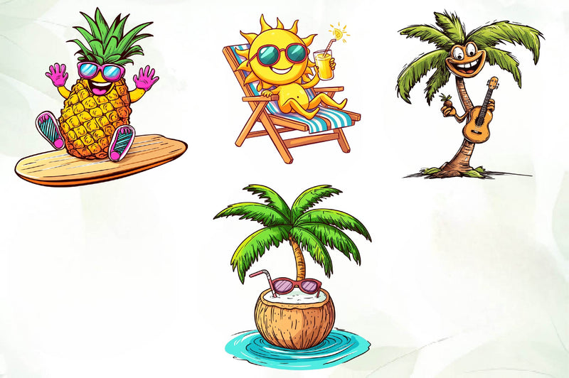 Tropical Summer Clipart Bundle - CraftNest - Digital Crafting and Art