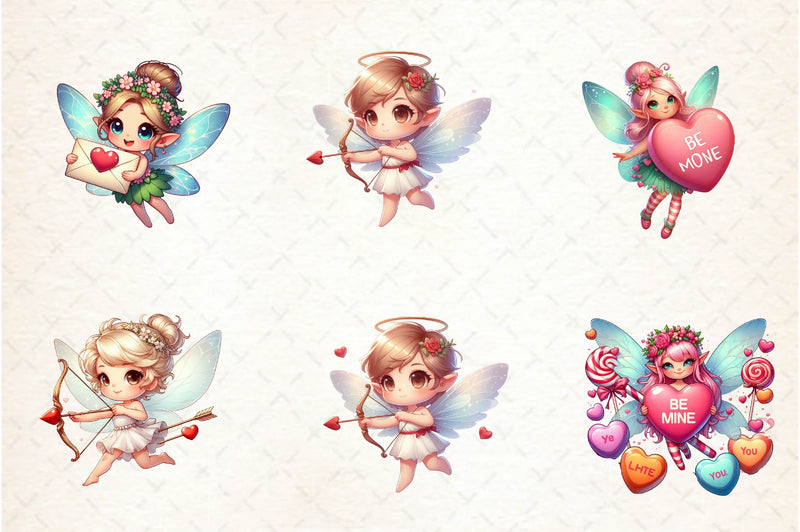 Chibi Valentine Fairy Clipart Bundle - CraftNest - Digital Crafting and Art