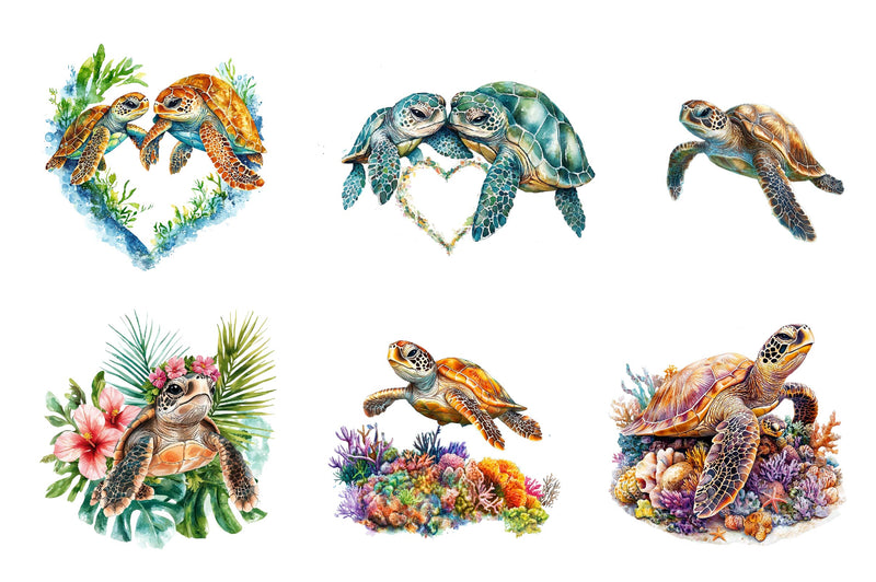 Sea Turtle & Baby Clipart Bundle - CraftNest - Digital Crafting and Art