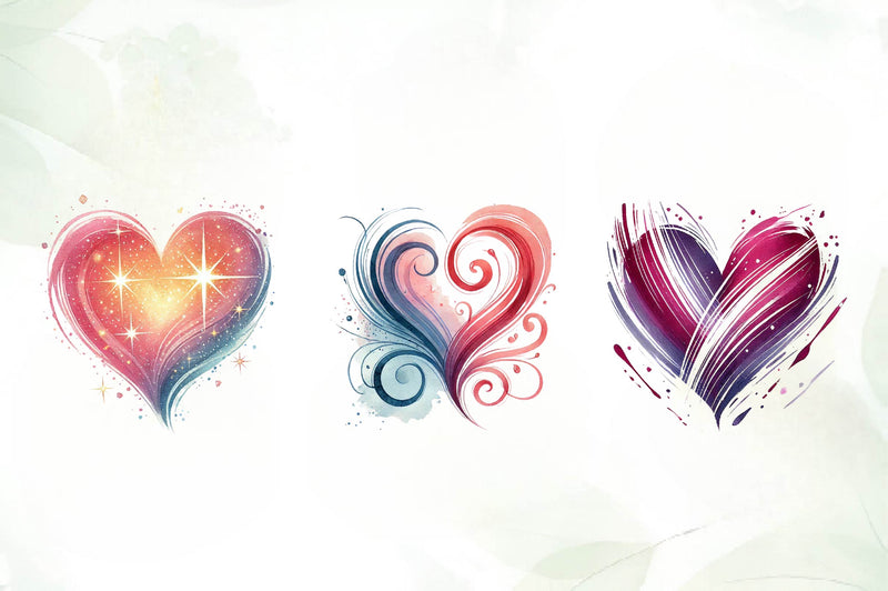 Valentines Day Heart Brushstroke Clipart Bundle - CraftNest - Digital Crafting and Art