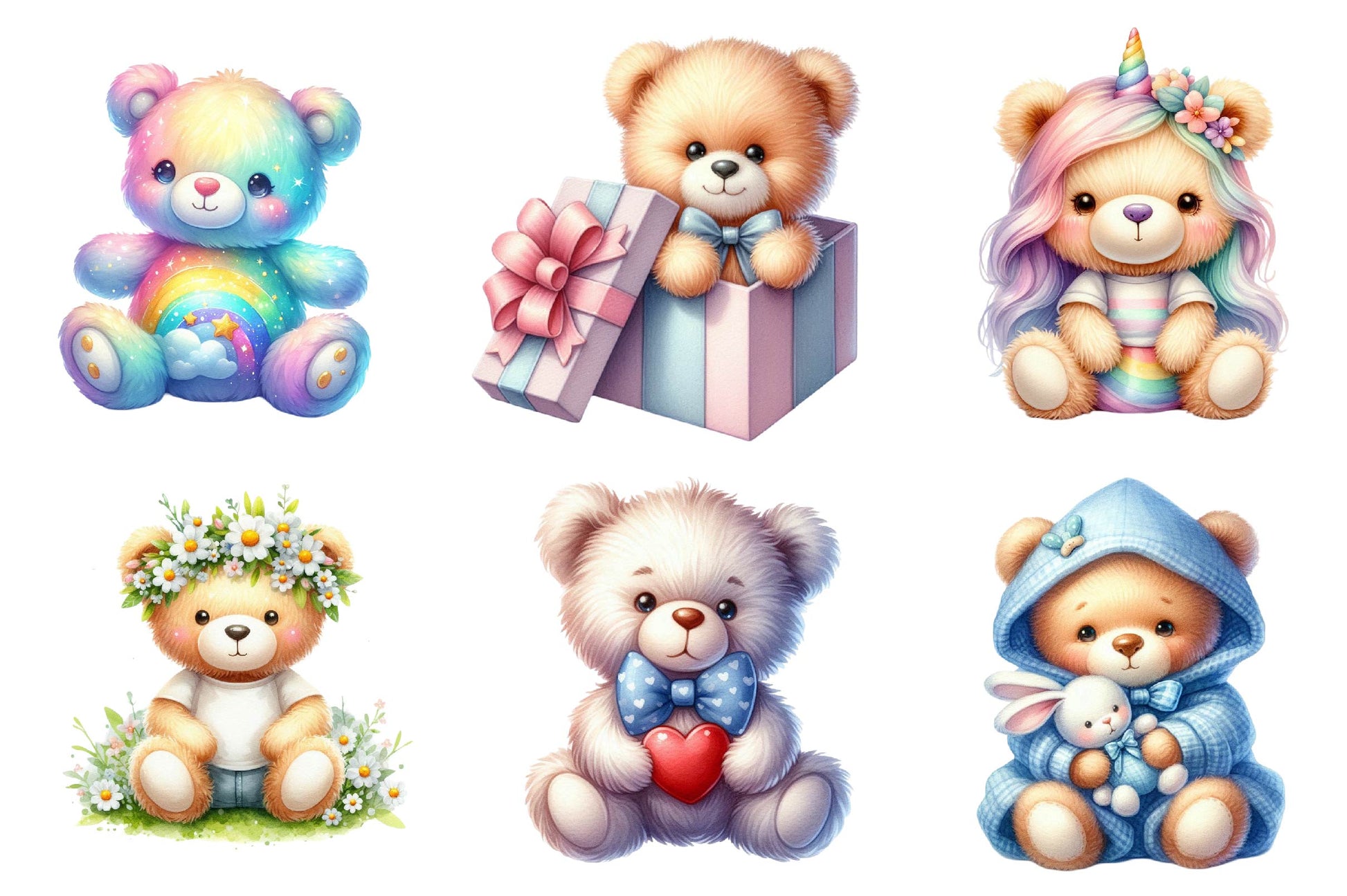 Cute Plush Toy Teddy Bear Clipart Bundle - CraftNest - Digital Crafting and Art