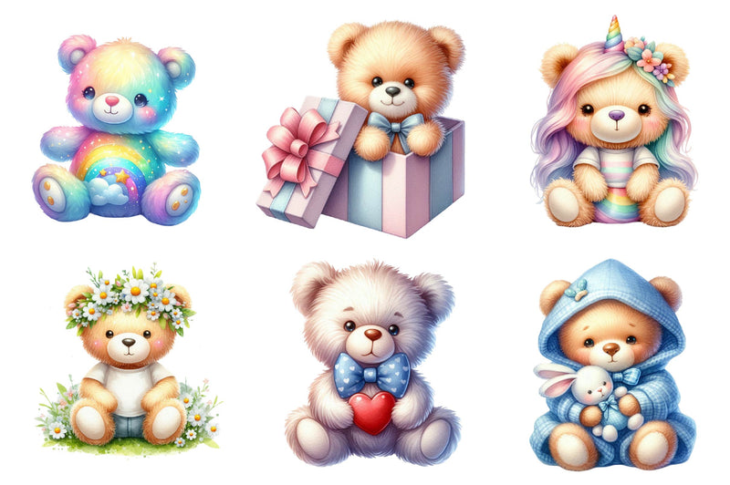 Cute Plush Toy Teddy Bear Clipart Bundle - CraftNest - Digital Crafting and Art