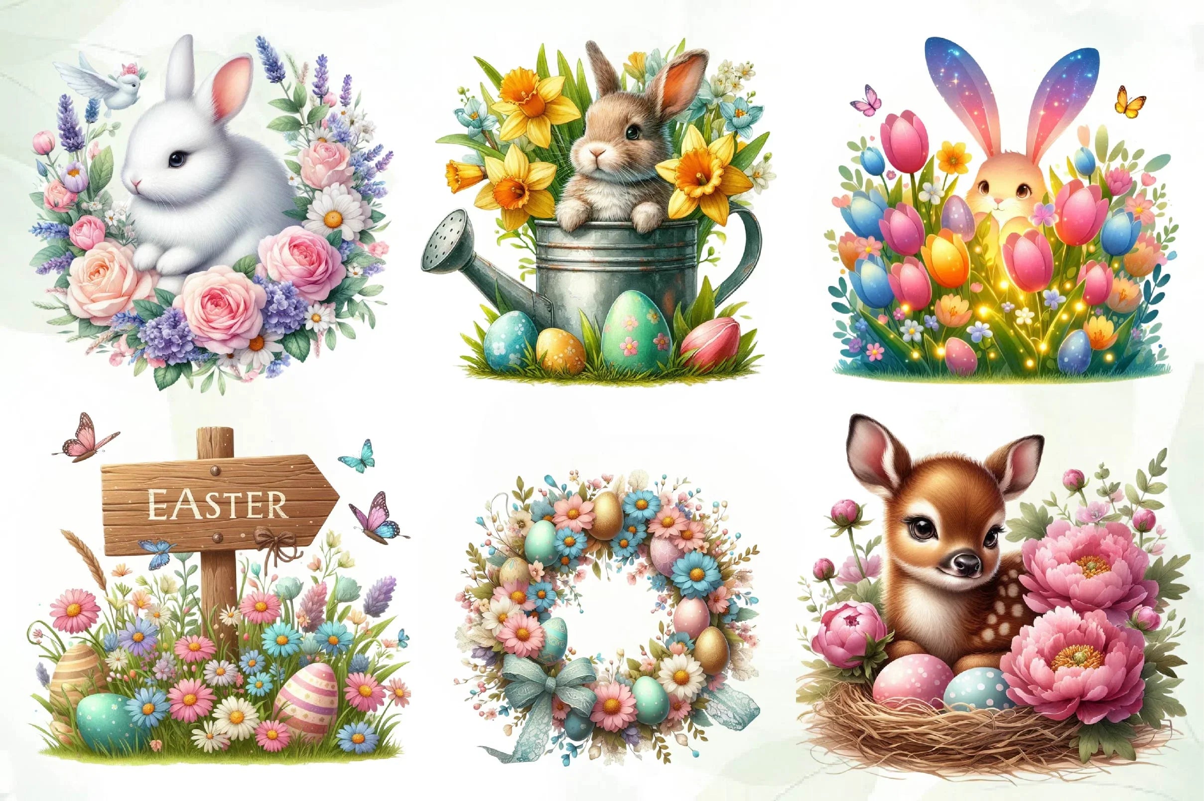 Easter With Spring Flowers Clipart Bundle - CraftNest - Digital Crafting and Art