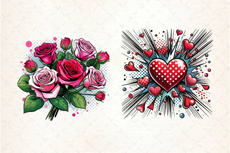 Pop Art Valentines Day Clipart Bundle - CraftNest - Digital Crafting and Art