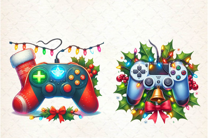 Christmas Gaming Controllers Clipart Bundle - CraftNest - Digital Crafting and Art