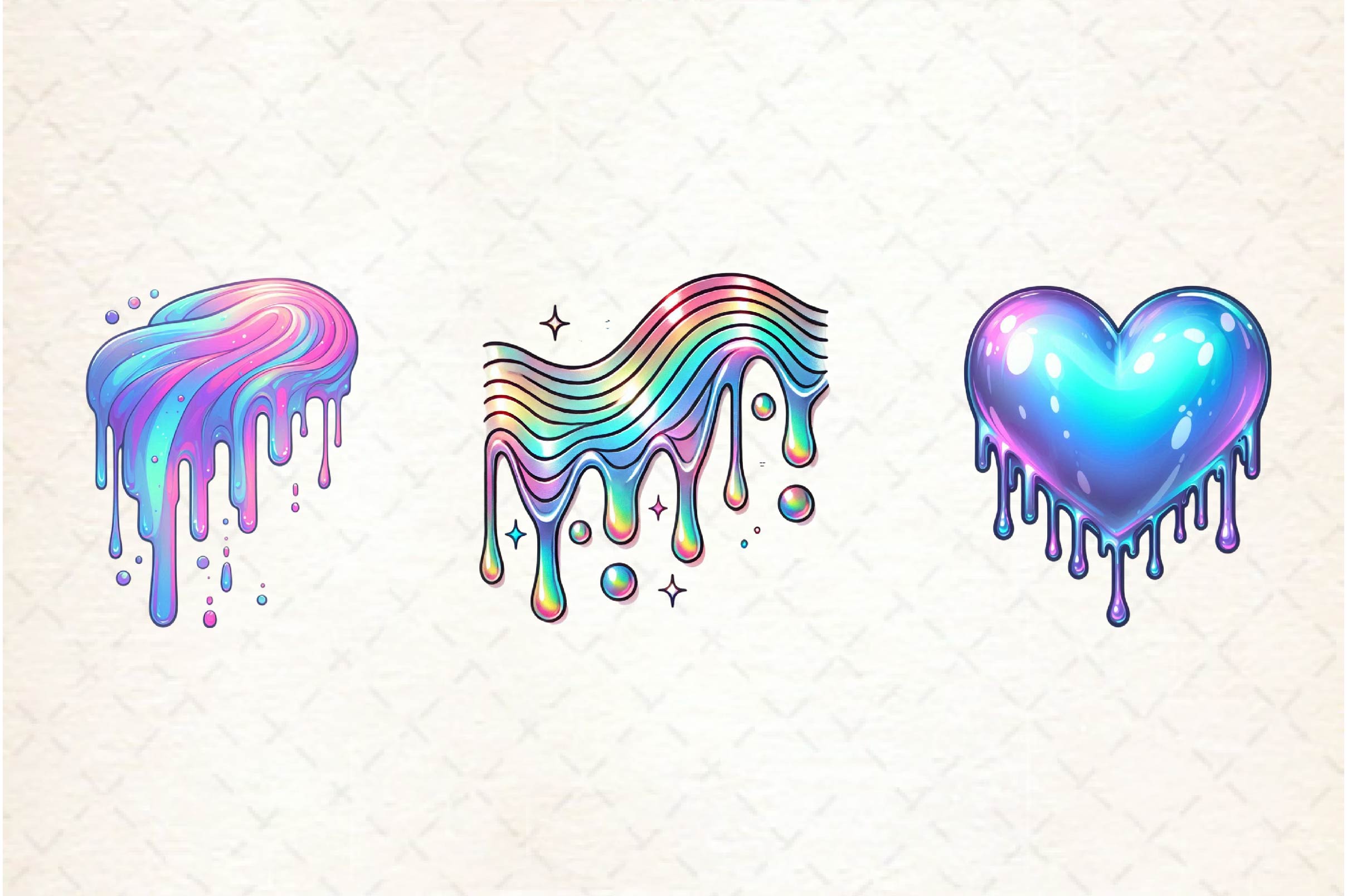 Holographic Drips And Splashes Clipart Bundle - CraftNest - Digital Crafting and Art
