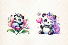 Cute Panda Unicorn Clipart Bundle - CraftNest - Digital Crafting and Art