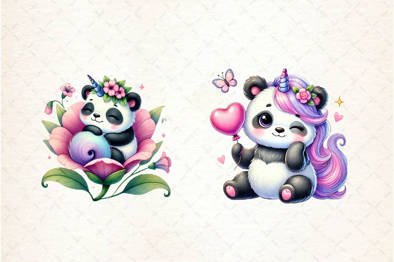 Cute Panda Unicorn Clipart Bundle - CraftNest - Digital Crafting and Art