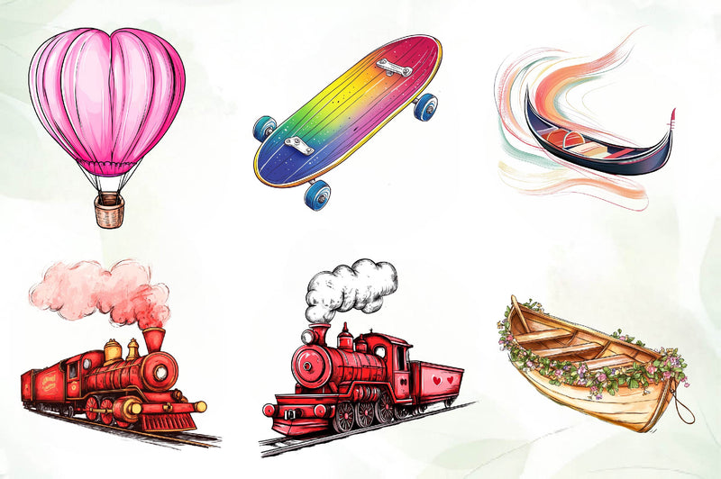 Cute Transport Clipart Bundle - CraftNest - Digital Crafting and Art