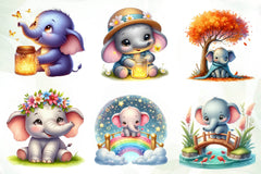 Cute Baby Elephant Clipart Bundle - CraftNest - Digital Crafting and Art