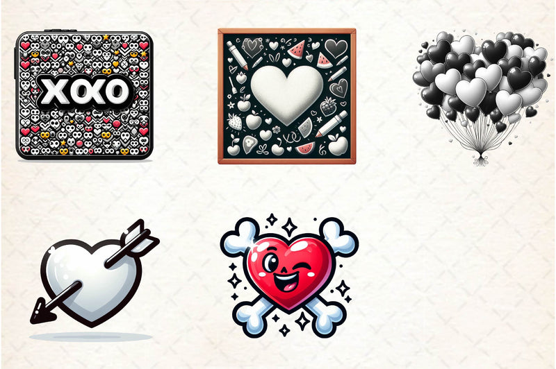 Black & White Valentine Clipart Bundle - CraftNest - Digital Crafting and Art