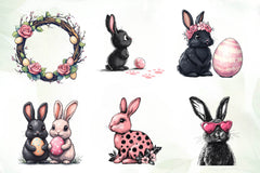 Black & Pink Easter Clipart Bundle - CraftNest - Digital Crafting and Art